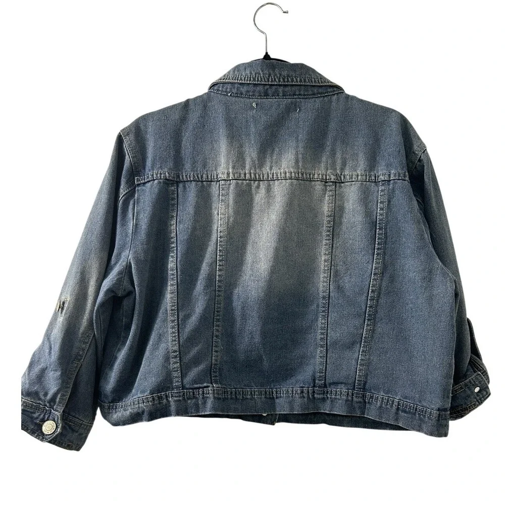 Blue Pearl Kids Denim Trucker Jacket Medium Wash Blue Cotton‎ Rayon Size 2XL
